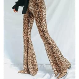 Calza Flare Mujer Animal Print Primavera Verano Tiro Alto 7025 Cafe S/M