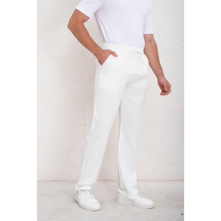 Pantalon De Vestir Hombre Tipo Lino Casual Verano 7140 Blanco M