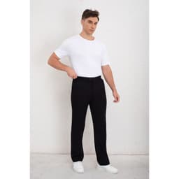 Pantalon Clasico Hombre Algodon Casual Tipo Lino Liso 6011 Negro S