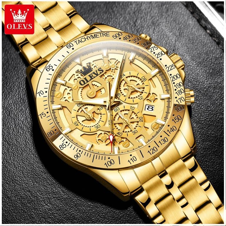 Reloj de Pulsera para Hombre Clasico de Lujo Acero Inoxidable Dorado Dorado TALLA UNICA