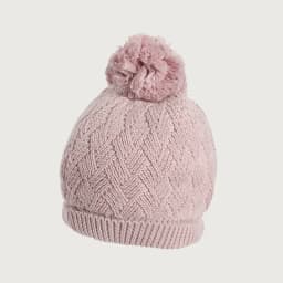 Gorro tejido para nina color rosa con pompon Morado L