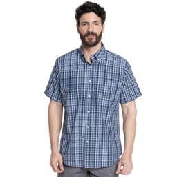 CAMISA HOMBRE MANGA CORTA FANTASIA CLASICA CUELLO SEMI ITALIANO Azul Marino 37