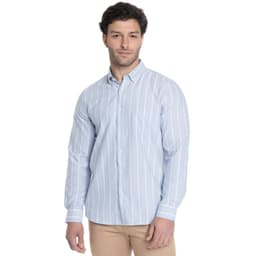 CAMISA HOMBRE MANGA LARGA OXFORD LISTADA Azul S