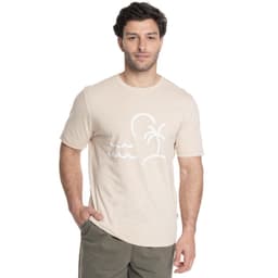 POLERA HOMBRE CUELLO REDONDO ESTAMPADO FRONTAL Beige L