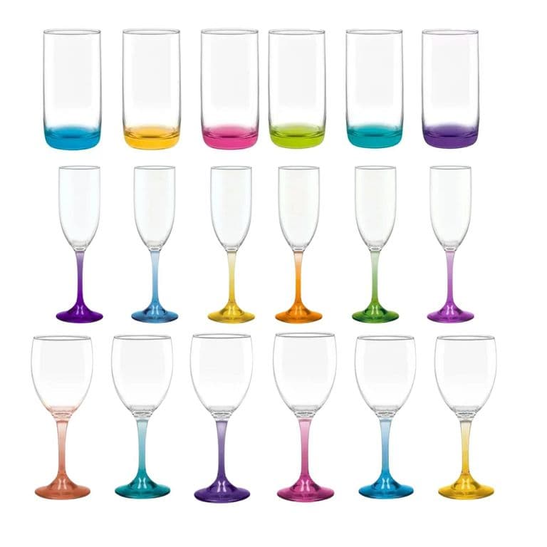 Set 18 Copas Vasos Fondo Color Fiestas Celebracion