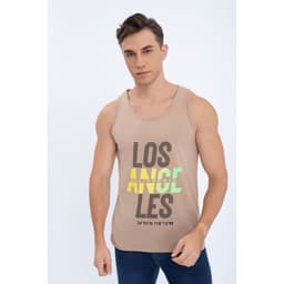Polera Musculosa Hombre Sin Mangas Colores Los Angeles 7605 Beige XL