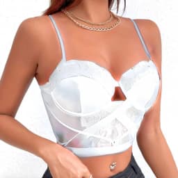 Top Tirantes Mujer Corset Sujetador Sexy Moda 9007 Blanco L/XL