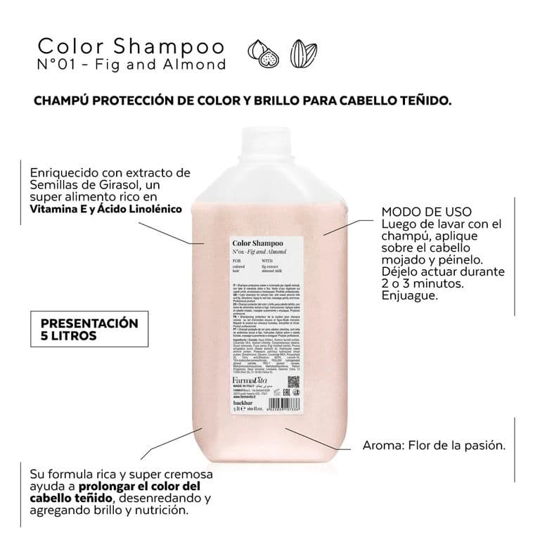 Color Shampoo Nro 01 Leche de almendras e higos 5000 Ml 5 LT