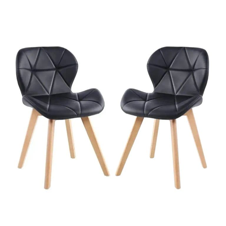 Pack 2 Silla de comedor radar wood asiento ecocuero Negro