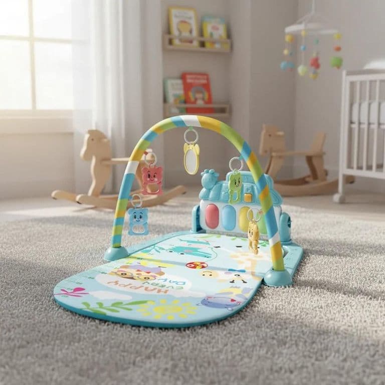 Alfombra Gimnasio Musical Con Piano Juguete Para Bebe Azul