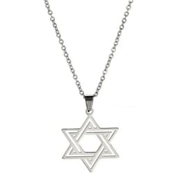 Colgante Collar Estrella David Biselada Acero Plateado Plateado TALLA UNICA