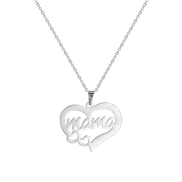 Collar Acero Mama Dos Corazones Plateado Plateado TALLA UNICA