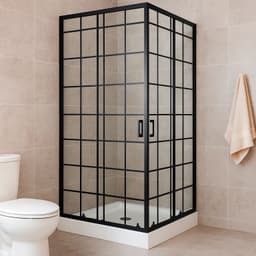 Shower Door Recto Cuadros Negros 90x90x198cm con Receptaculo