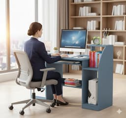 Escritorio con gavetas para oficina blanco Azul claro