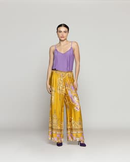 Pantalon Mujer Daniella Palazzo Satinado Amarillo Amarillo M