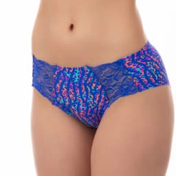 Pantaleta Corte Laser Microfibra Y Encaje Azul M