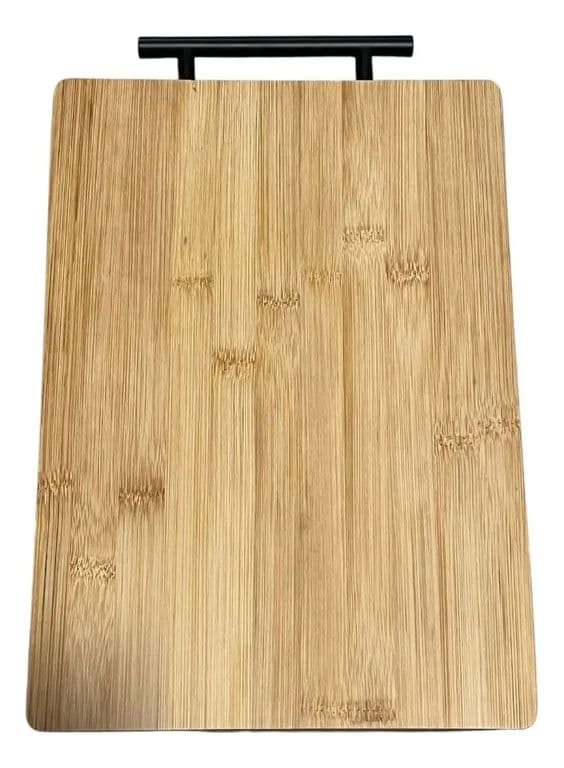 Tabla Para Picar De Bambu Madera Rectangular Con Asa Mediana