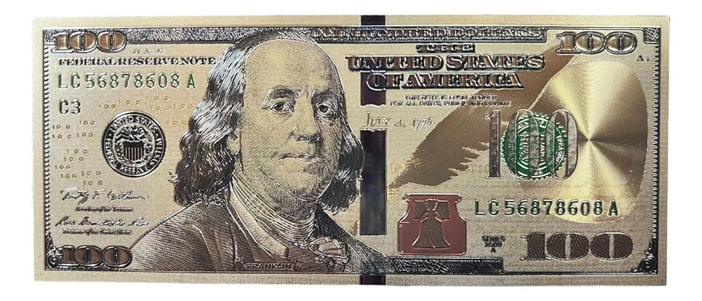 Iman Decorativo Dolar Billete 6x15cm - Dorado