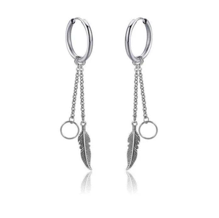 Aros Punk Plumas Aro Silver Space Hombre Mujer Royal Madriz Plateado TALLA UNICA