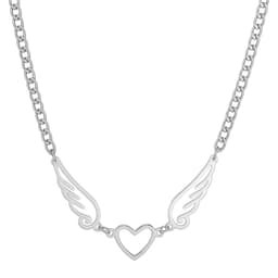 Collar Alas de Angel corazon Acero Plateado Pistacho TALLA UNICA