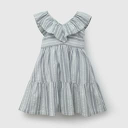 Vestido Celeste Vuelo Rayas de Nina talla 3 a 12 Anos Celeste 2-3 ANOS