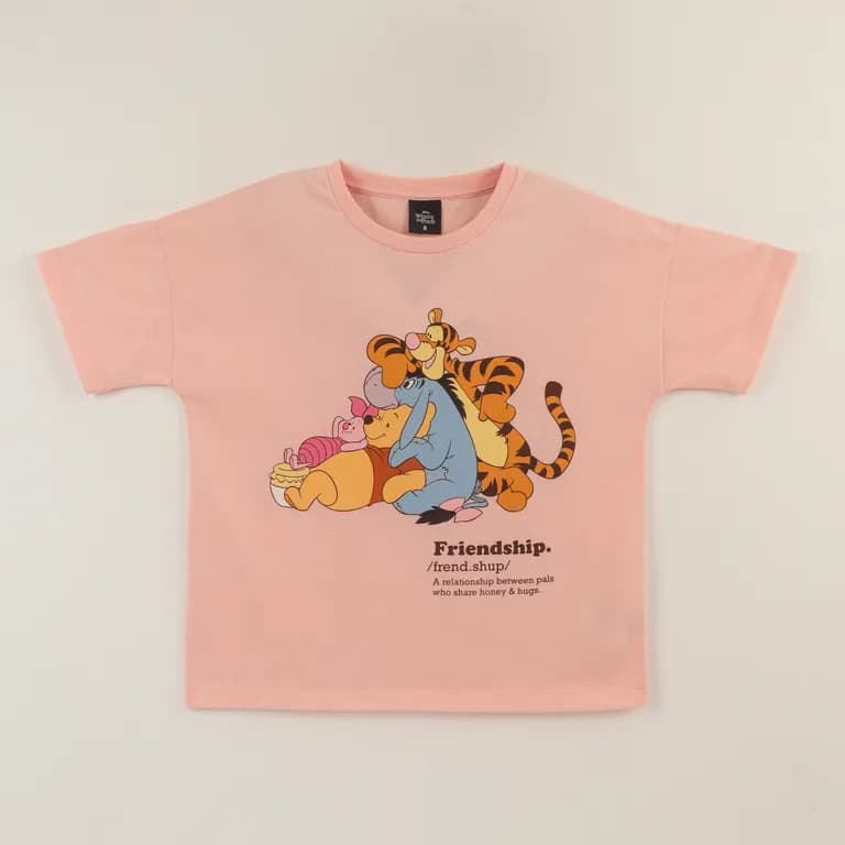 Polera Manga Corta Nina Rosado Winnie & Friends Damasco 8
