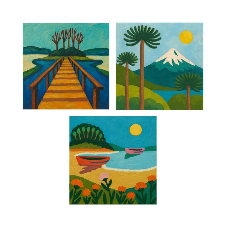 Set Pintura Por Numeros X3 - Parques Chile I 20x20