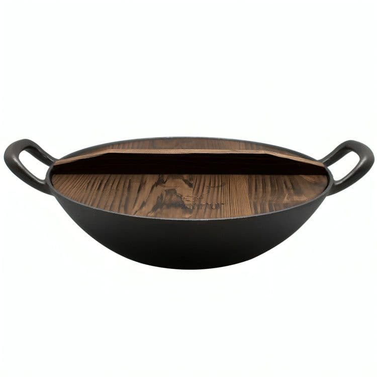 Disco Iron Cast con Tapa de Madera Hierro Fundido