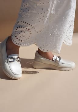 Mocasin Mujer Cuero Blanco 38