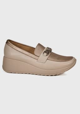Mocasin Mujer Cuero Dorado 39