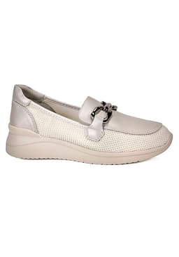 Mocasin Mujer Cuero Beige 38
