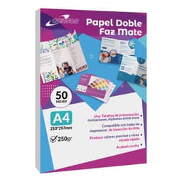 Papel Doble Faz Mate A4 250gr 50Hojas - Blanco