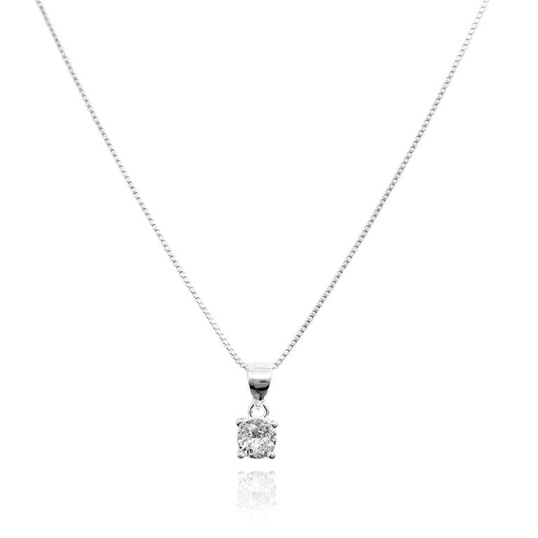 Collar Punto De Luz Blanco 4 Grifas Plata Fina 925 Plateado TALLA UNICA