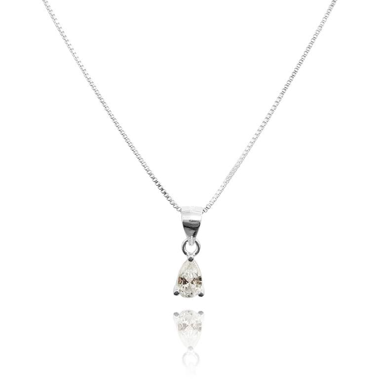 Collar Punto De Luz Gota Grifa Plata Fina 925 Plateado TALLA UNICA