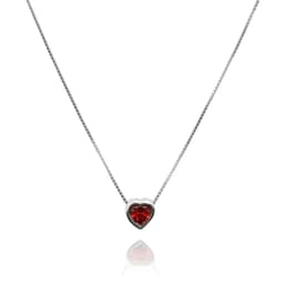Collar Punto De Luz Corazon Rojo Plata Fina 925 Plateado TALLA UNICA