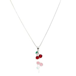 Collar Cereza Circon Plata Fina 925 Plateado TALLA UNICA