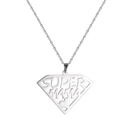 Collar Super Mama Acero Plateado Plateado TALLA UNICA