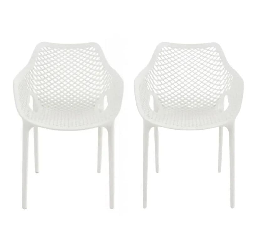 Pack 2 Butaca Silla con Apoyabrazos Polipropileno City - Negro Blanco
