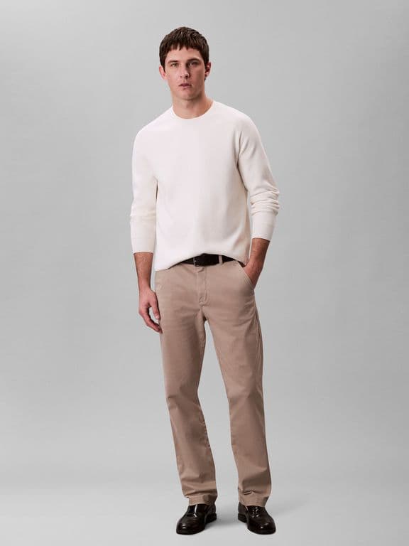 Pantalon Chino Slim de Algodon Signature Beige Beige 30-32