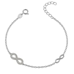 Pulsera Plata 925 Dos Infinitos y Circones Plateado TALLA UNICA