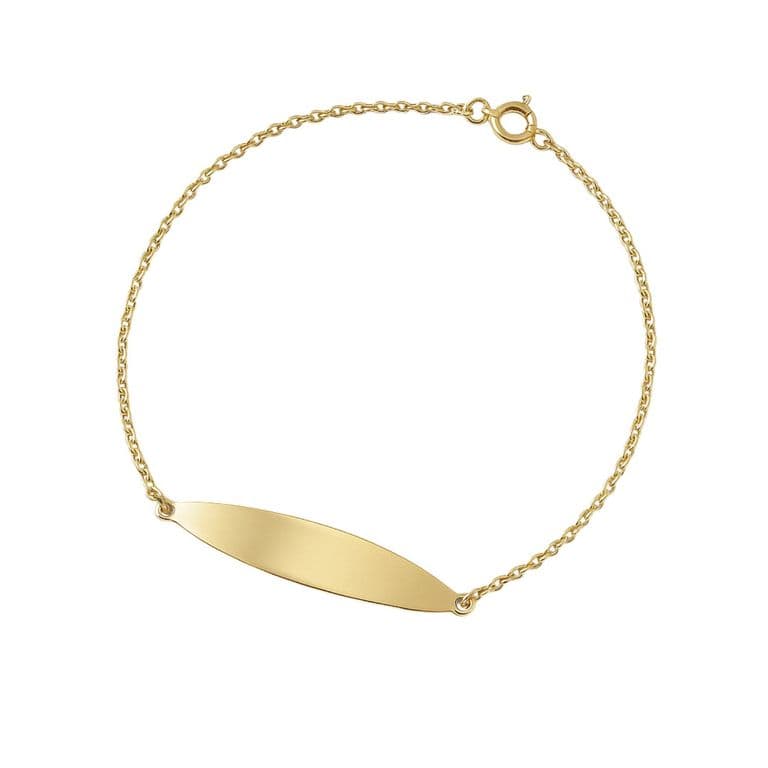 Pulsera Oro 18kt Placa Ovalada Blanco 17