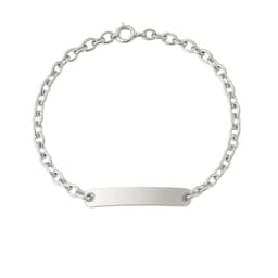 Pulsera Oro 18kt Placa Clasica Blanco 16