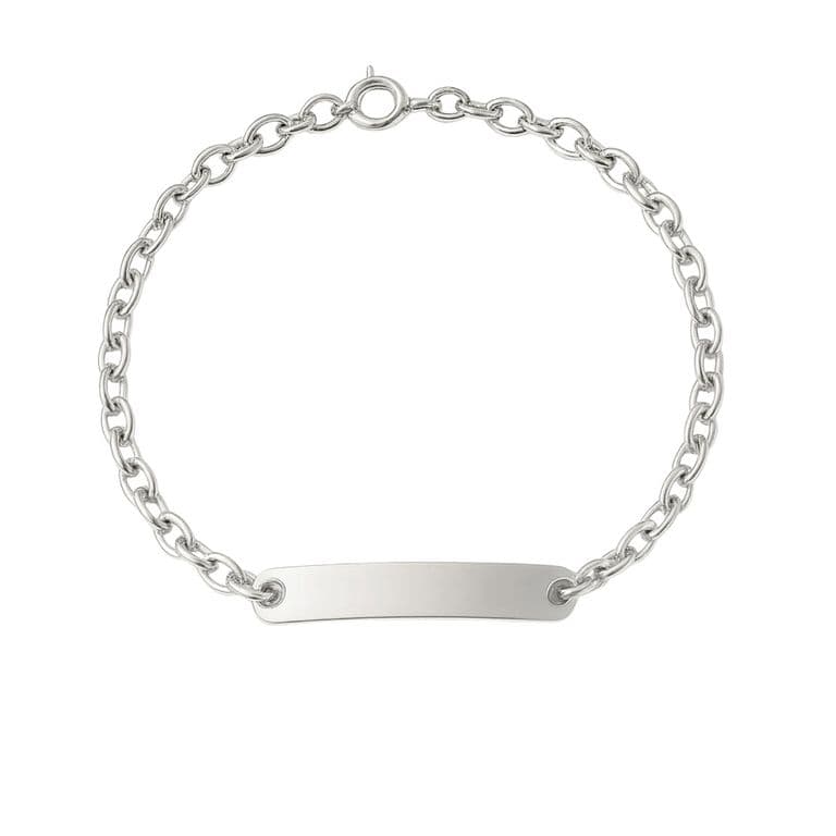 Pulsera Oro 18kt Placa Clasica Blanco 16