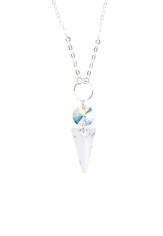 Collar Mystic Plata 925 creado con cristales de Swarovski Aurora Boreal Blanco TALLA UNICA