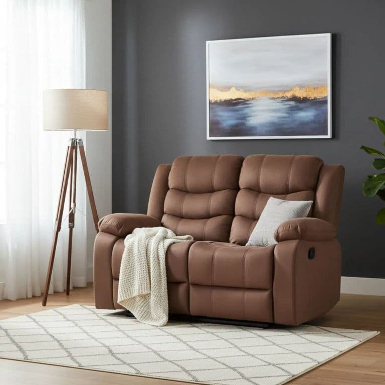 Sofa 2 Cuerpos Reclinable Tradicional Norman Cafe Claro Elephant 2011LBR
