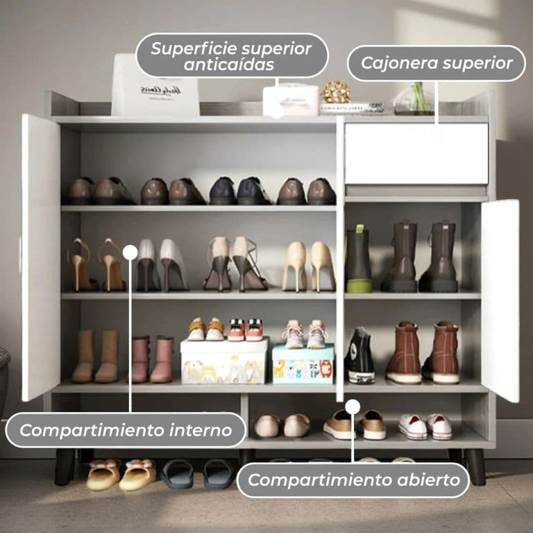 Zapatero Silver 3 Puertas con Cajon Organizador Estante 81Cm