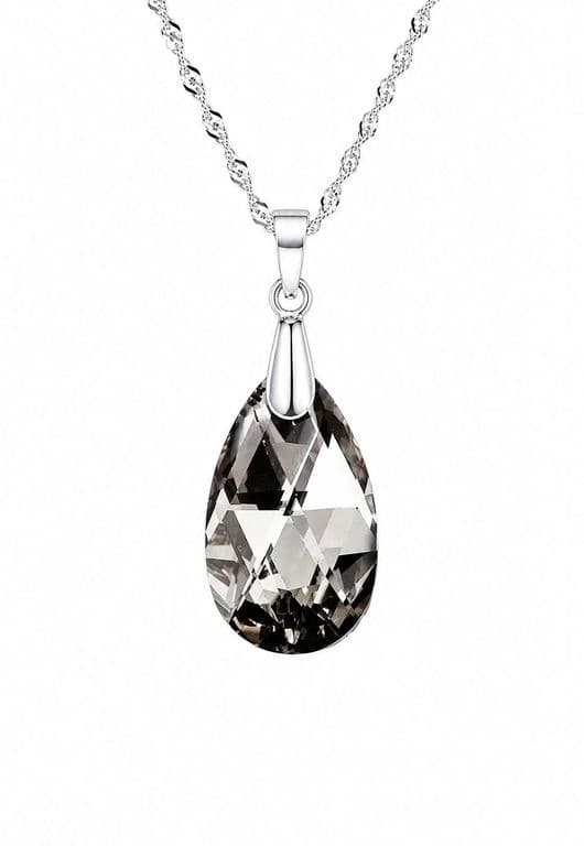 Collar Petra Plata 925 creado con cristales de Swarovski Silver Night Negro TALLA UNICA
