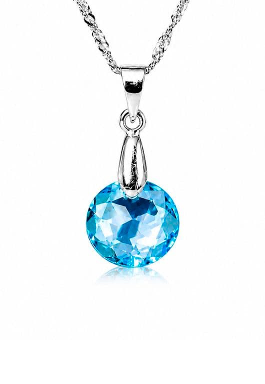 Collar Gran Gracia Plata 925 creado con cristales de Swarovski Aquamarine Celeste TALLA UNICA
