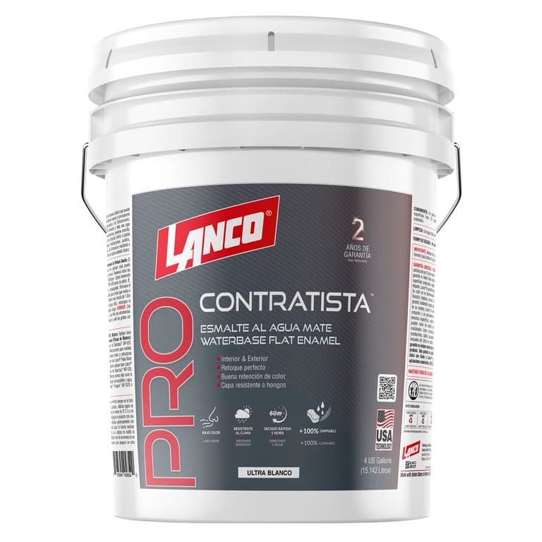 Esmalte al agua Pro Contratista Mate Blanco 4GL