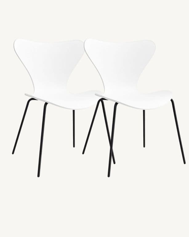 Pack 2 Silla Jlove Black de Polipropileno Blanco